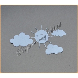 Scrapki D - Podróże - Słońce i chmury - białe